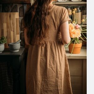 Little CottonWood Orange Plaid midi dress